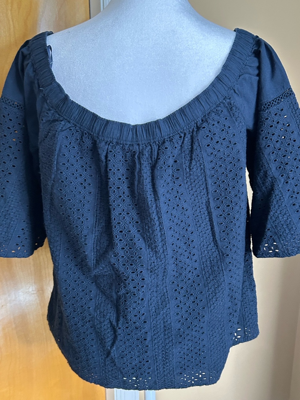 Abercrombie & Fitch Black Eyelet Off-Shoulder Blouse